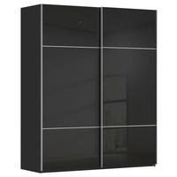SCHWEBETÜRENSCHRANK 162/223/68 cm,  in Schwarz, 2 Tür(en)  - Alufarben/Schwarz, KONVENTIONELL, Glas/Holzwerkstoff (162/223/68cm) - Novel