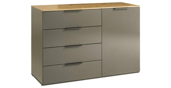 KOMMODE 119,5/80,5/44,4 cm in Eiche Artisan, Grau Hochglanz - Grau Hochglanz/Anthrazit, Design, Holzwerkstoff (119,5/80,5/44,4cm) - Carryhome