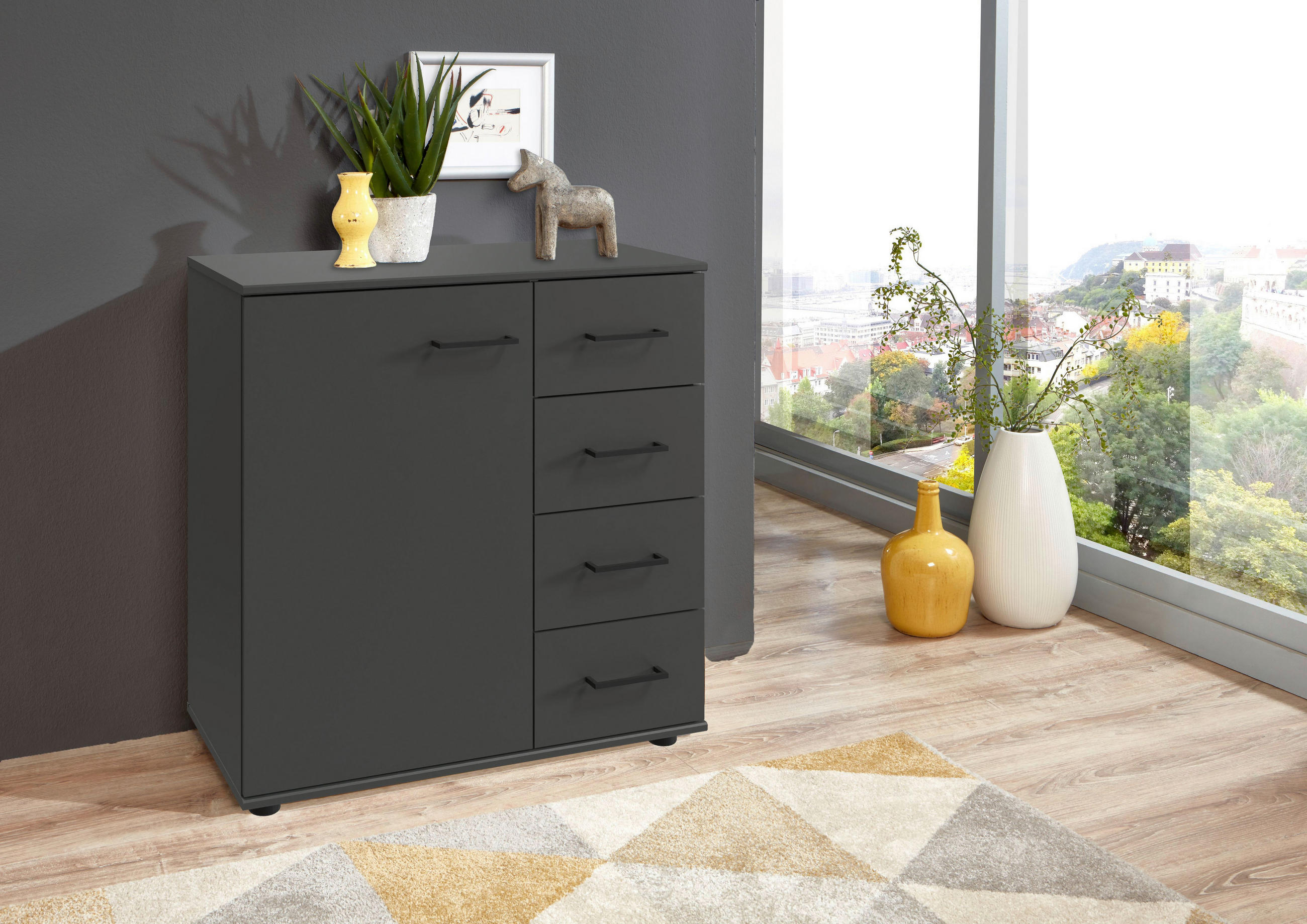 KOMMODE 81/83/41 cm  in Graphitfarben  - Schwarz/Graphitfarben, Konventionell, Holzwerkstoff/Kunststoff (81/83/41cm) - Carryhome