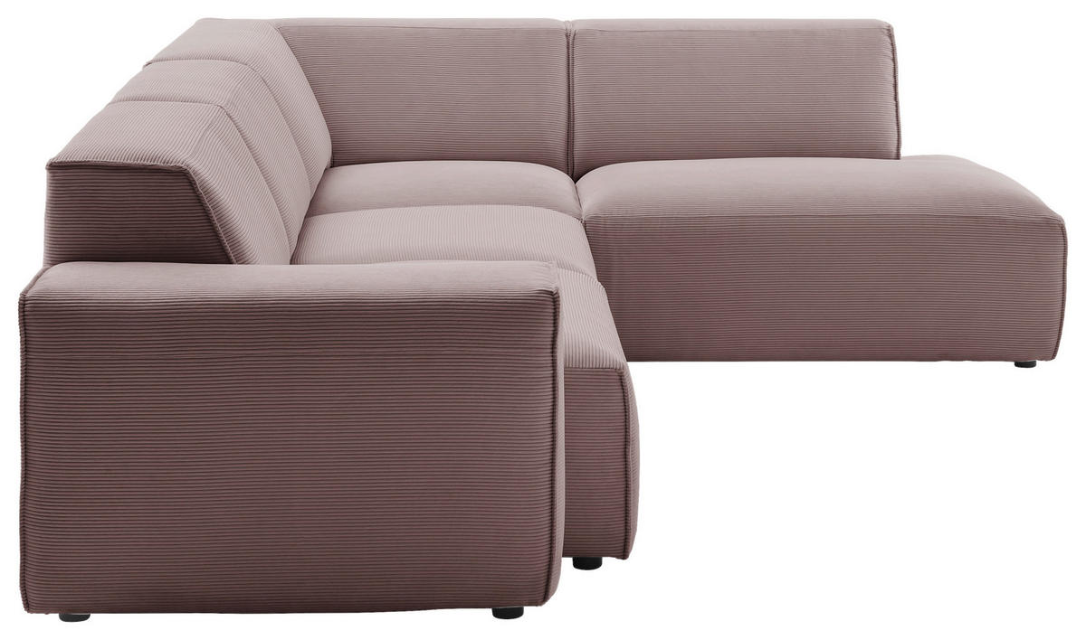 ECKSOFA in Cord Altrosa  - Schwarz/Altrosa, Design, Kunststoff/Textil (270/210cm) - Pure Home Lifestyle