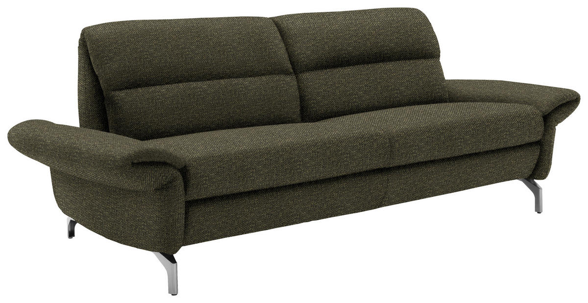 2,5-SITZER in Flachgewebe Khaki  - Khaki/Nickelfarben, Design, Textil/Metall (212/87/100cm) - Schöner Wohnen