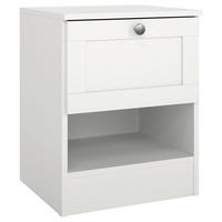 NACHTSCHRANK 40,2/51,2/36 cm, Weiß,  - Silberfarben/Weiß, MODERN, Holzwerkstoff/Metall (40,2/51,2/36cm) - P & B