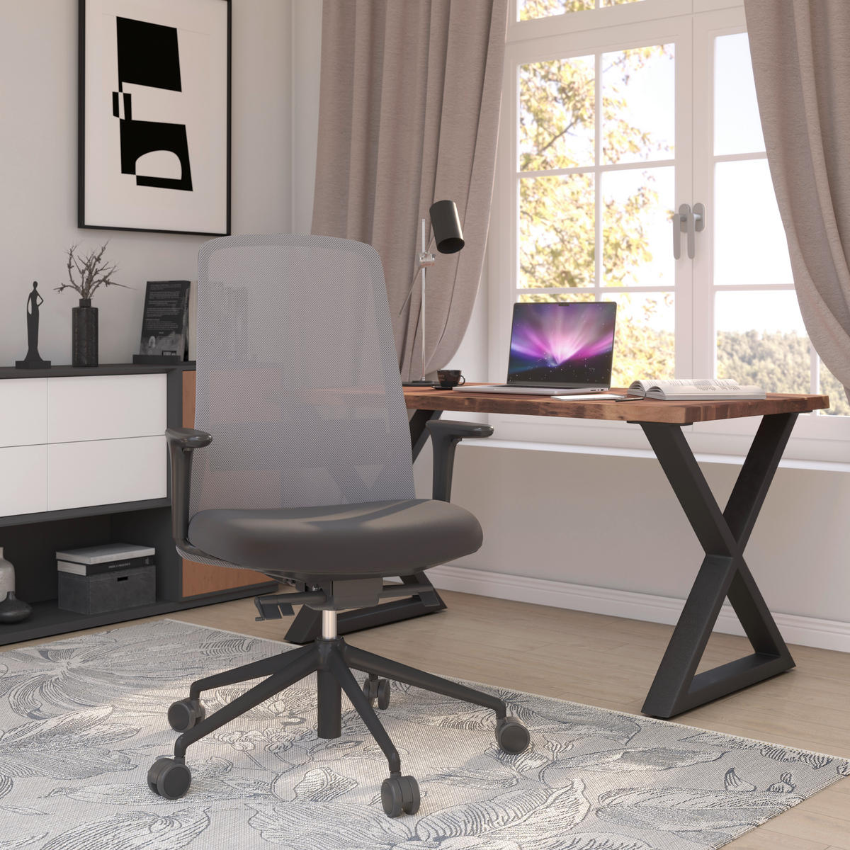 DREHSTUHL Anthrazit, Grau, Schwarz  - Anthrazit/Schwarz, MODERN, Kunststoff/Textil (70/103-115/70cm)