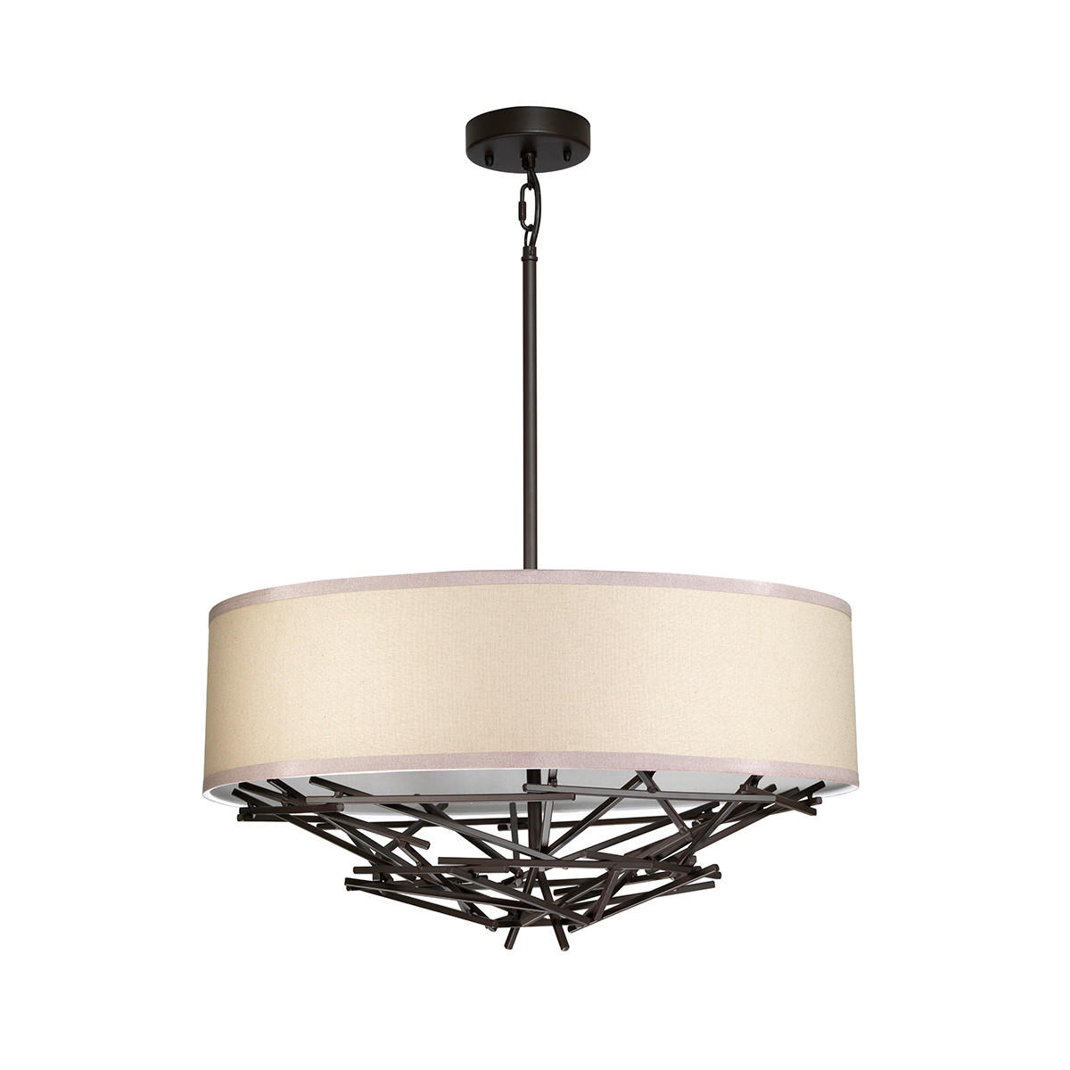 HÄNGLAMPA Elstead Taiko 55/42.4 cm  - bronsfärgad, Natur, metall/textil (55/42.4cm) - Elstead Lighting