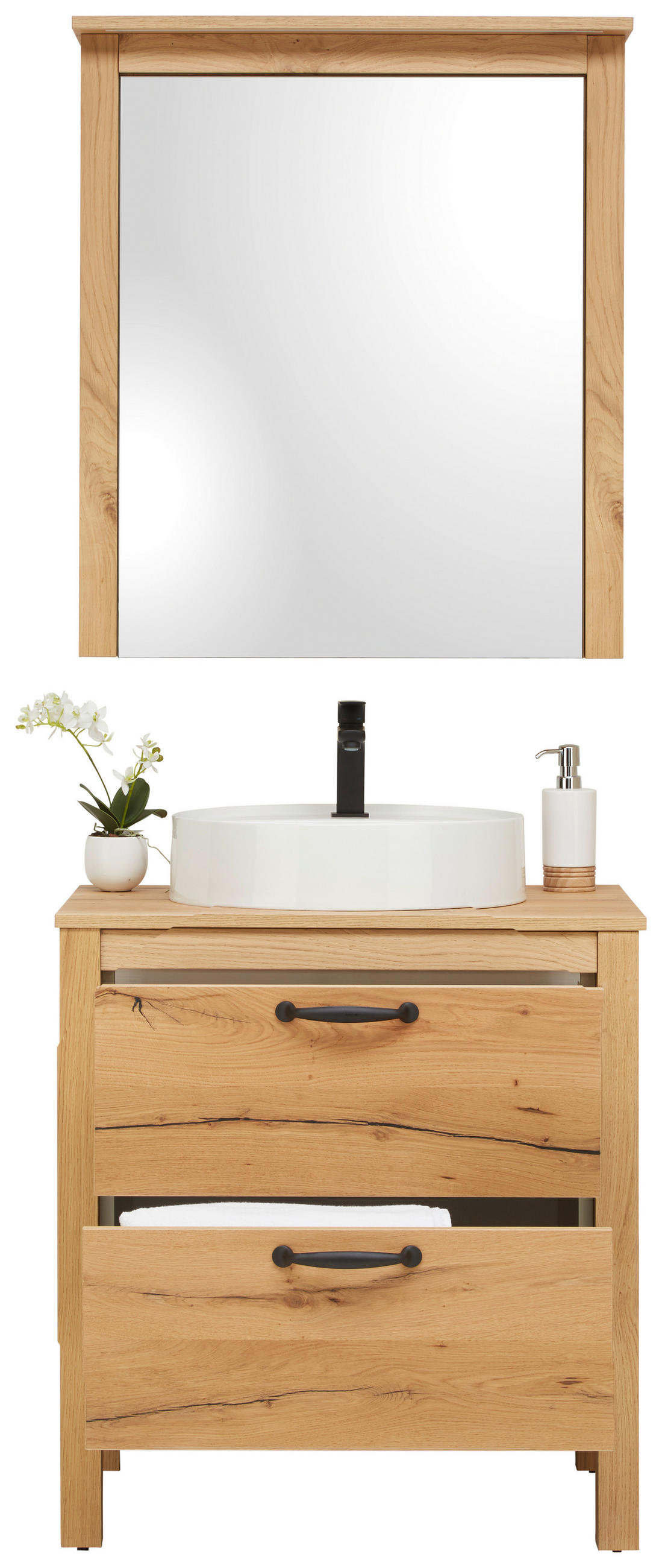 BADEZIMMER  in 70 cm  - Eichefarben/Weiß, MODERN, Glas/Holz (70cm) - Landscape