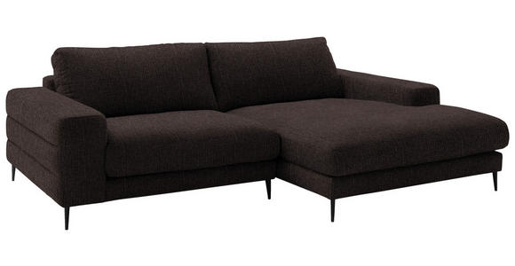 ECKSOFA  in Flachgewebe Mokka  253/177 cm  - Schwarz/Mokka, Design, Textil/Metall (253/177cm) - Dieter Knoll