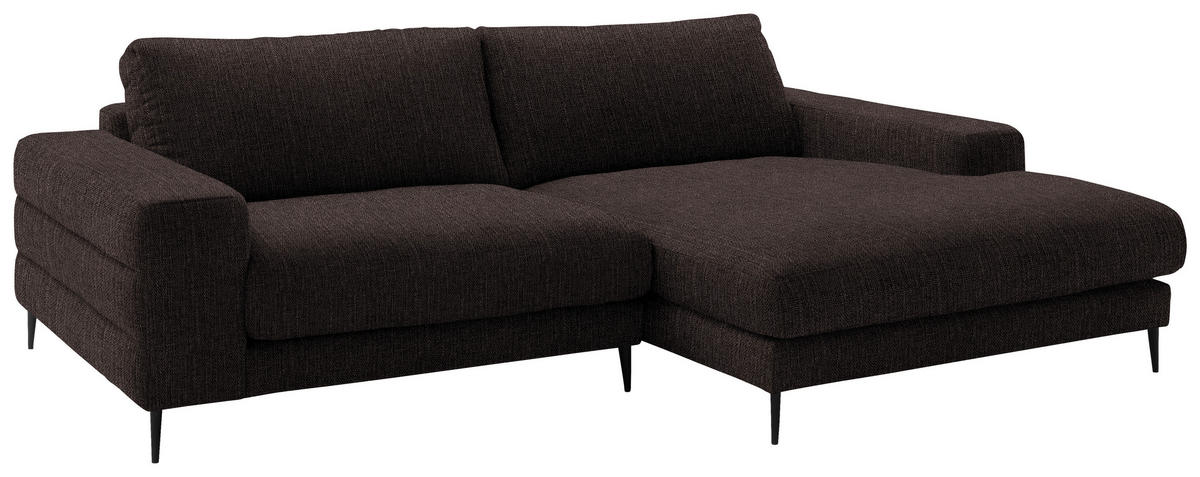 ECKSOFA in Flachgewebe Mokka  - Schwarz/Mokka, Design, Textil/Metall (253/177cm) - Dieter Knoll