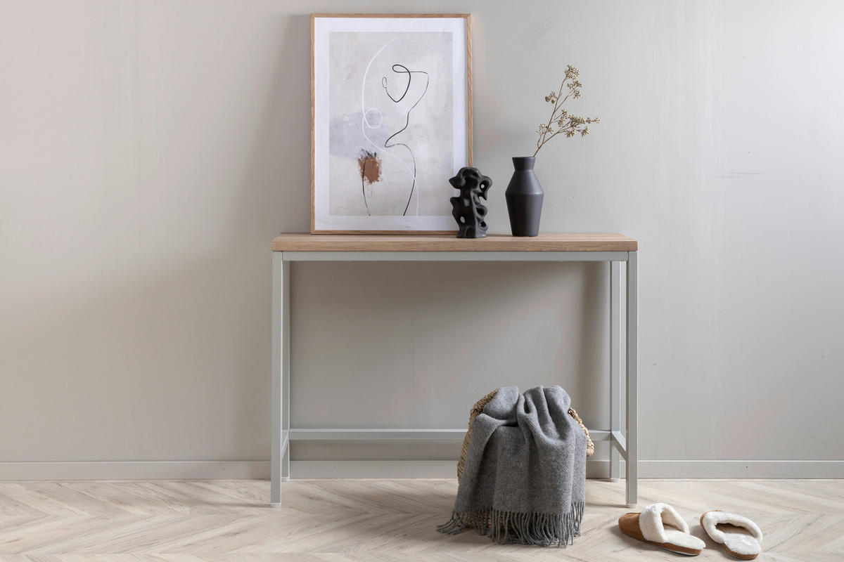 BEISTELLTISCH in Metall, Holzwerkstoff 110/30/80 cm  - Naturfarben/Grau, Design, Holzwerkstoff/Metall (110/30/80cm) - Livetastic