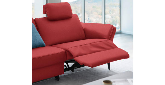 3-SITZER-SOFA in Leder Rot - Rot/Schwarz, Design, Leder/Metall (190/84/99cm) - Dieter Knoll