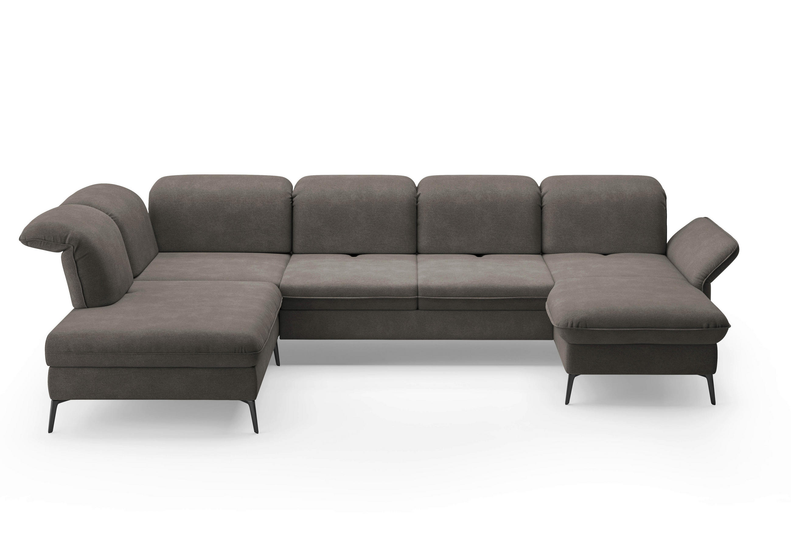 WOHNLANDSCHAFT in Flachgewebe Graphitfarben - Schwarz/Graphitfarben, Konventionell, Textil/Metall (231/359/198cm) - Sit & More