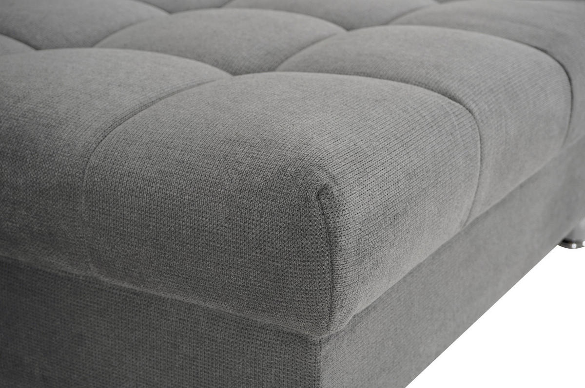 ECKSOFA Dunkelgrau Flachgewebe, Mikrofaser  - Chromfarben/Dunkelgrau, Design, Kunststoff/Textil (312/198cm) - Livetastic