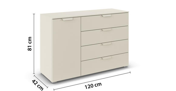 KOMMODE  in 120/81/42 cm  - Champagner, Design, Holzwerkstoff/Metall (120/81/42cm) - Carryhome