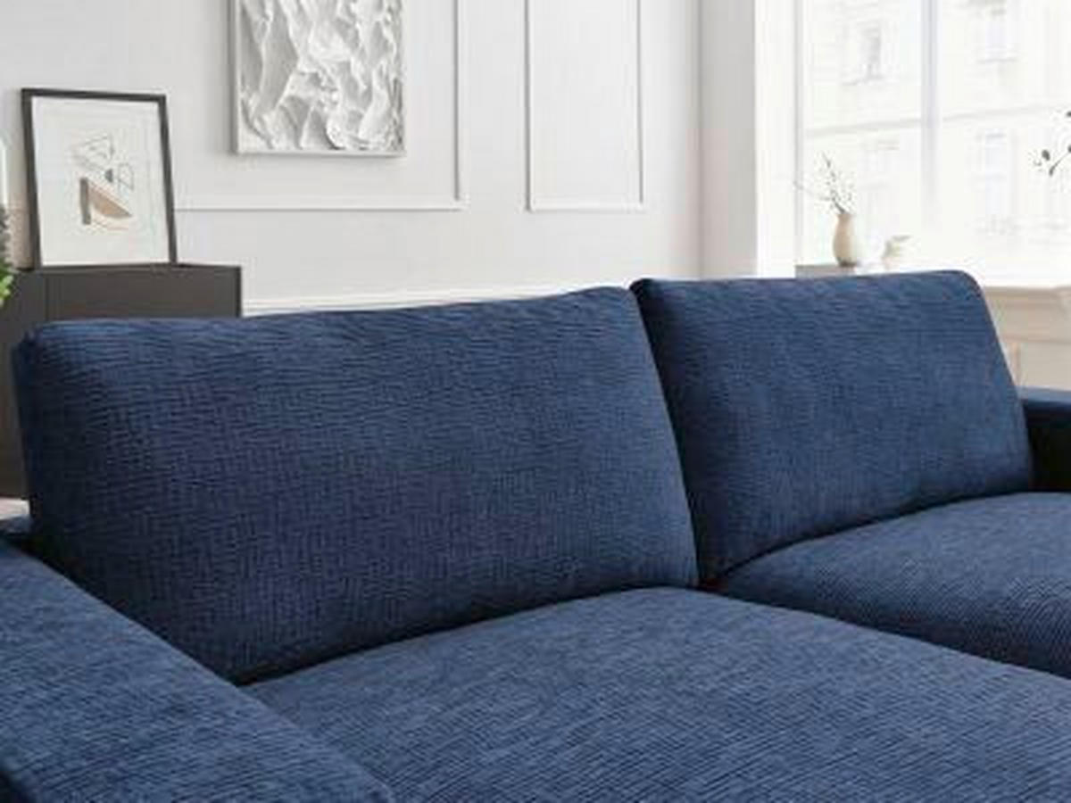 BIGSOFA LEONARD Struktur Dunkelblau  - Schwarz/Dunkelblau, MODERN, Kunststoff/Textil (274/77/159cm)