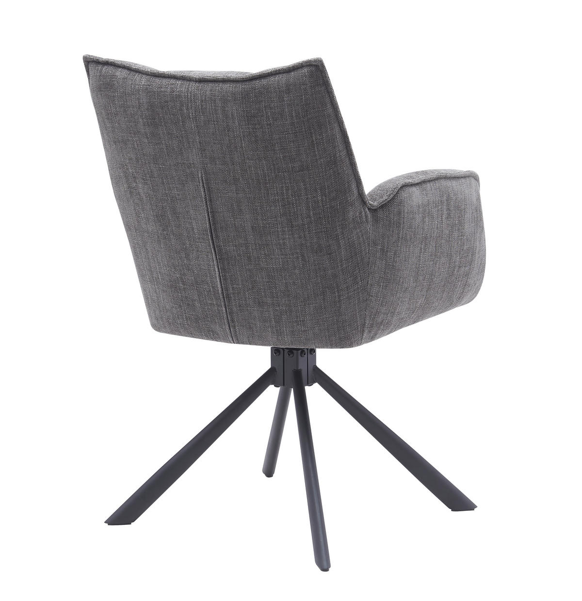 ARMLEHNSTUHL-SET 2 Stück Sitzfläche 360° drehbar, automatische Rückholfunktion, gepolsterte Armlehnen Chenille  - Graphitfarben/Schwarz, MODERN, Textil/Metall (59/86/65cm) - Livetastic