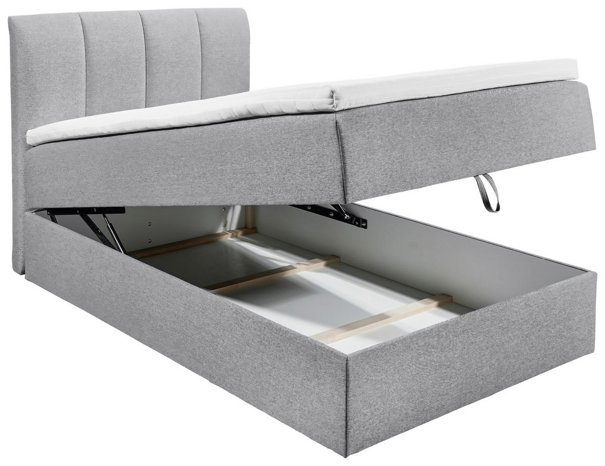 BOXSPRINGBETT 120/200 cm  in Grau  - Schwarz/Grau, Basics, Kunststoff/Textil (120/200cm) - MID.YOU