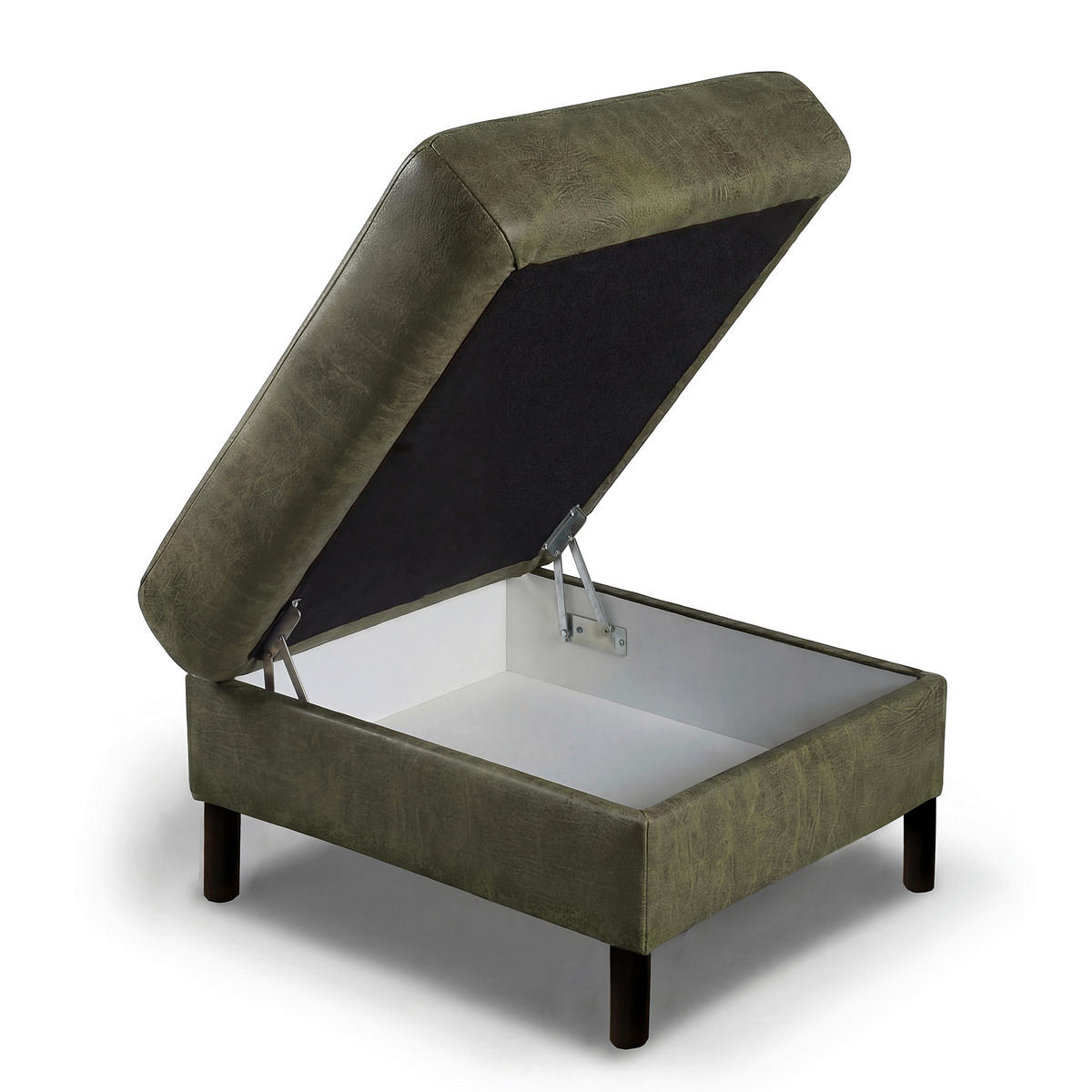 HOCKER Textil, Leder Grün  - Grün, Design, Leder/Textil (70/48/60cm) - Livetastic