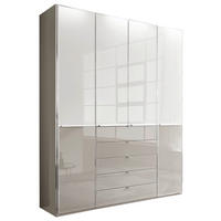 KLEIDERSCHRANK 200/236/58 cm,  in Grau, Weiß, 4-türig  - Chromfarben/Weiß, KONVENTIONELL, Glas/Holzwerkstoff (200/236/58cm) - Novel