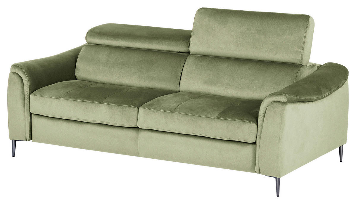 SCHLAFSOFA Samt Hellgrün  - Chromfarben/Hellgrün, Design, Textil/Metall (203/77-98/103cm) - MID.YOU