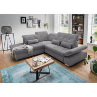 ECKSOFA Dalida Dunkelgrau Chenille  - Chromfarben/Dunkelgrau, MODERN, Textil/Metall (254/280cm) - Livetastic