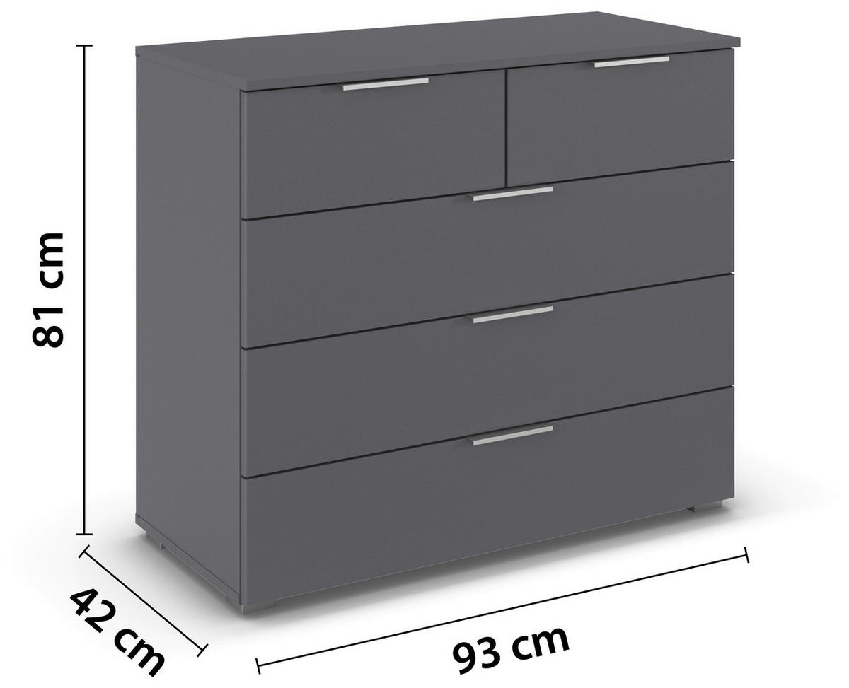 BYRÅ 93/81/42 cm  - aluminiumfärg/grå, Modern, metall/trämaterial (93/81/42cm) - Rauch Möbel