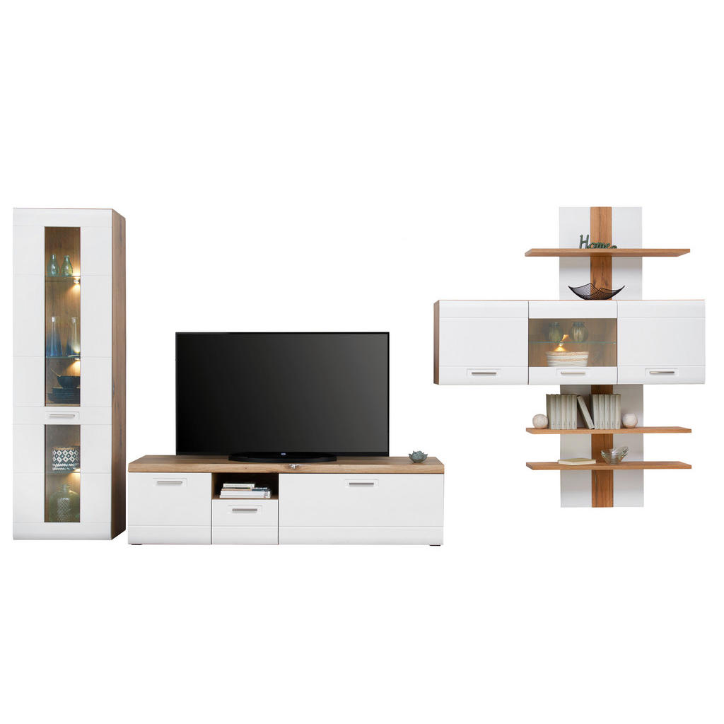 Wohnkombination 4-tlg. Auris, Weiß/eiche Dekor