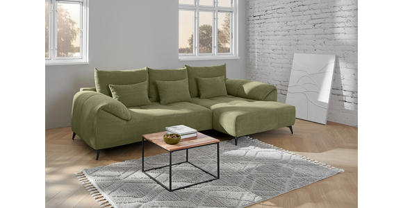 ECKSOFA in Cord Dunkelgrün  311/176 cm  - Dunkelgrün/Schwarz, KONVENTIONELL, Textil/Metall (311/176cm) - Carryhome