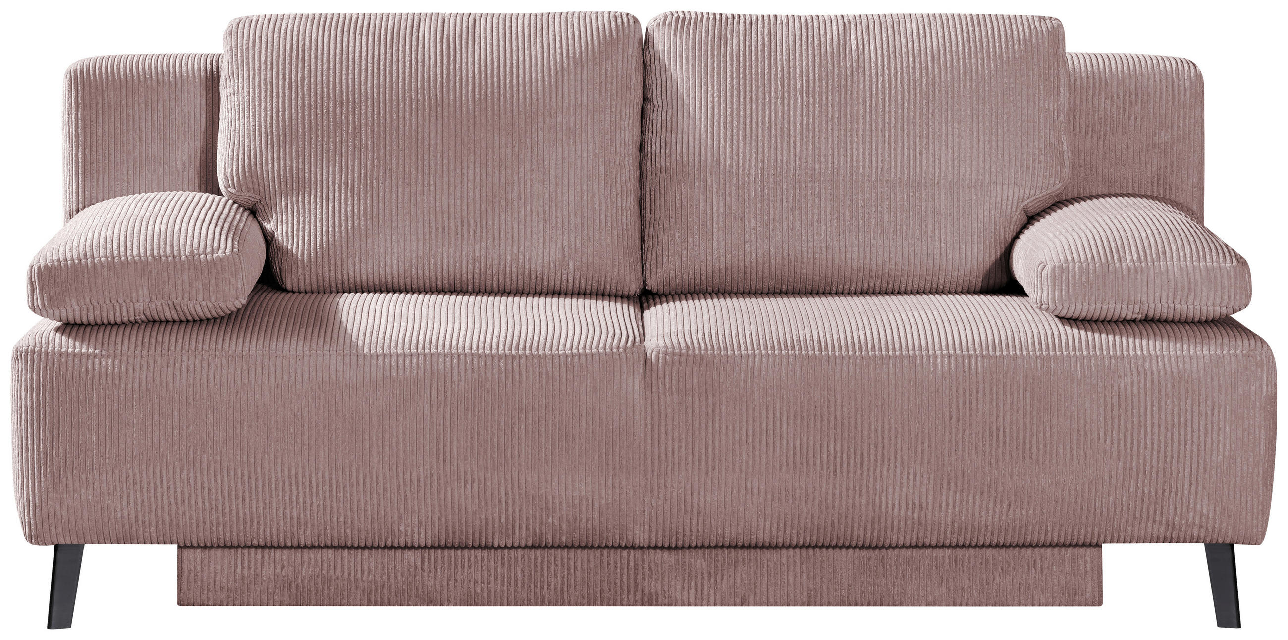 SCHLAFSOFA  mit Fußauswahl, Stoffauswahl Cord Rosa  - Schwarz/Rosa, MODERN, Textil/Metall (197/92/88cm) - Novel