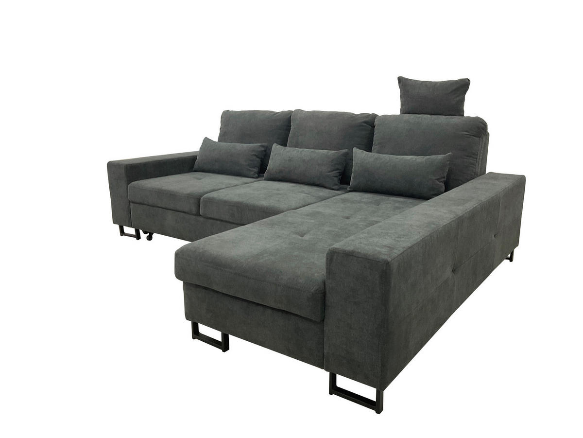 SJEDEĆA GARNITURA tekstil  tamno siva   - tamno siva/crna, Moderno, tekstil/metal (260/192cm)