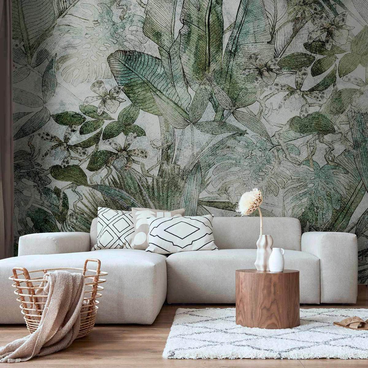 FOTOTAPETE  - Grauweiß/Grün, LIFESTYLE, Textil (400/280cm) - artgeist