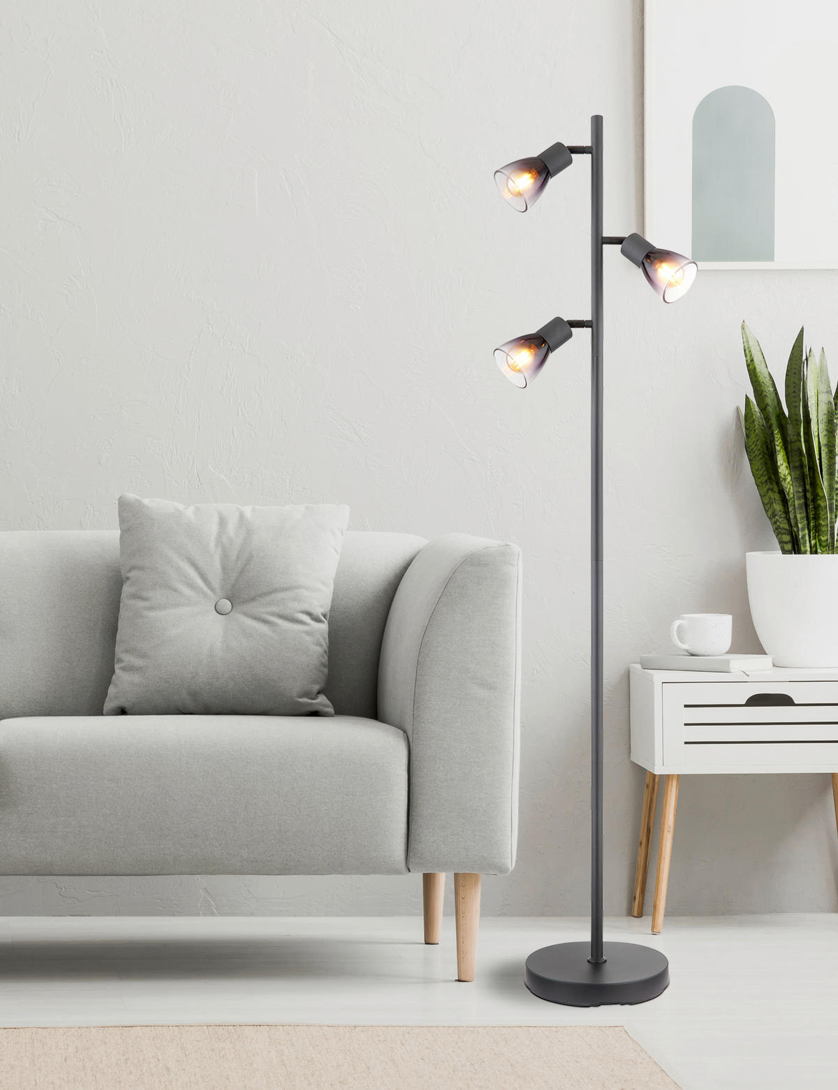 STOJACÍ LAMPA, 30/22/161 cm - černá/čiré, Design, kov/sklo (30/22/161cm) - Globo