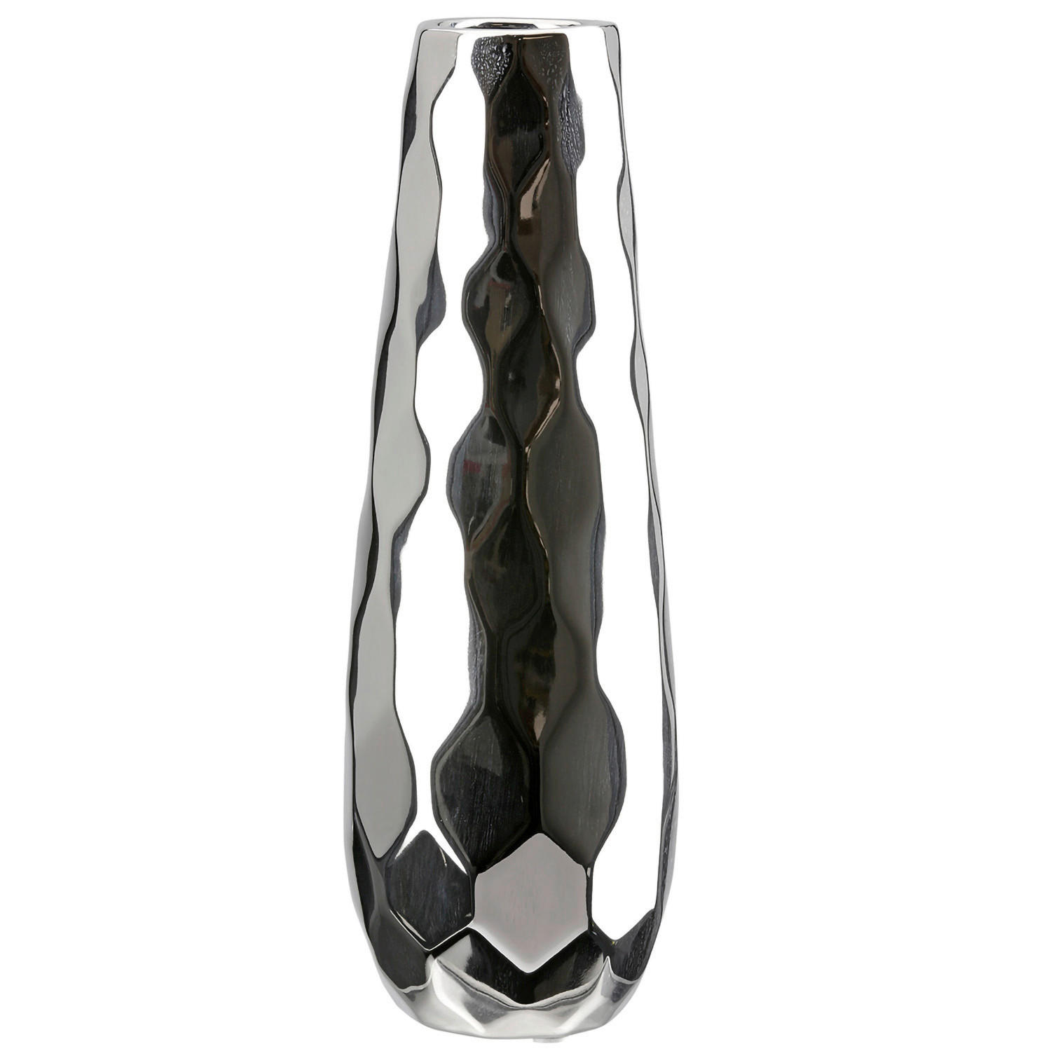 VASE  - Silberfarben, Basics, Keramik (13/36cm)