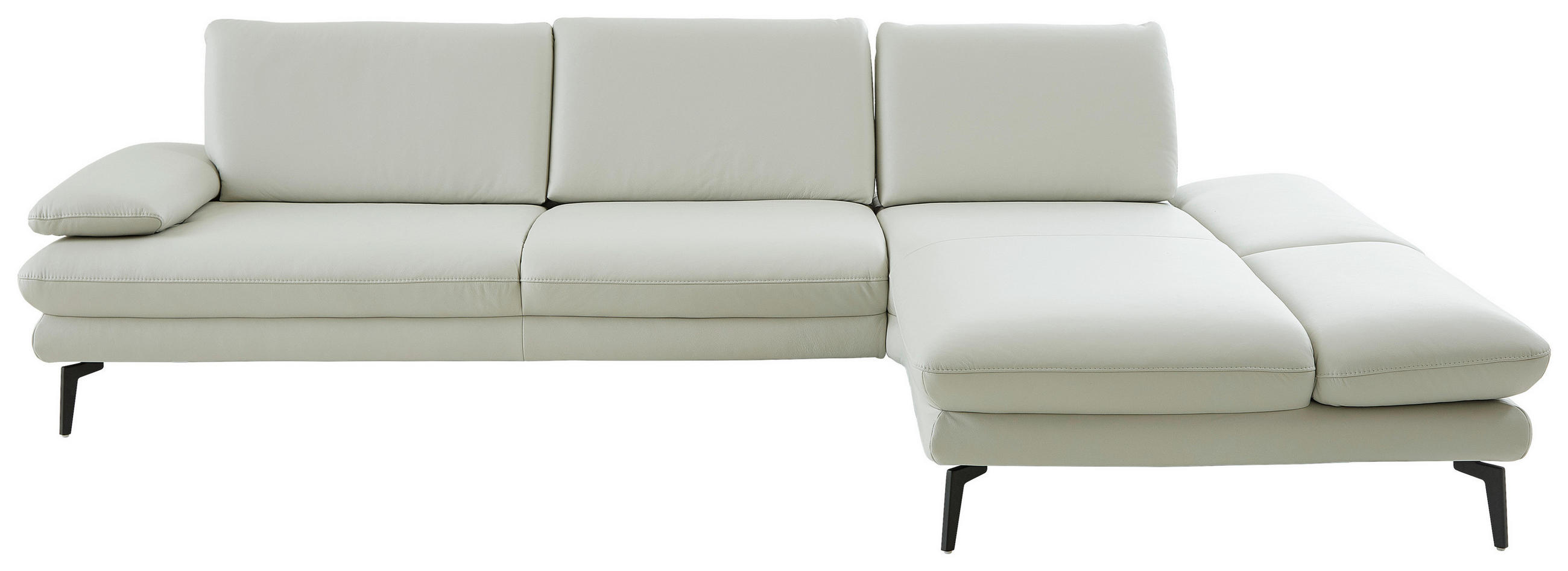 ECKSOFA Silberfarben Echtleder  - Silberfarben/Schwarz, Design, Leder/Metall (308/195cm) - Dieter Knoll