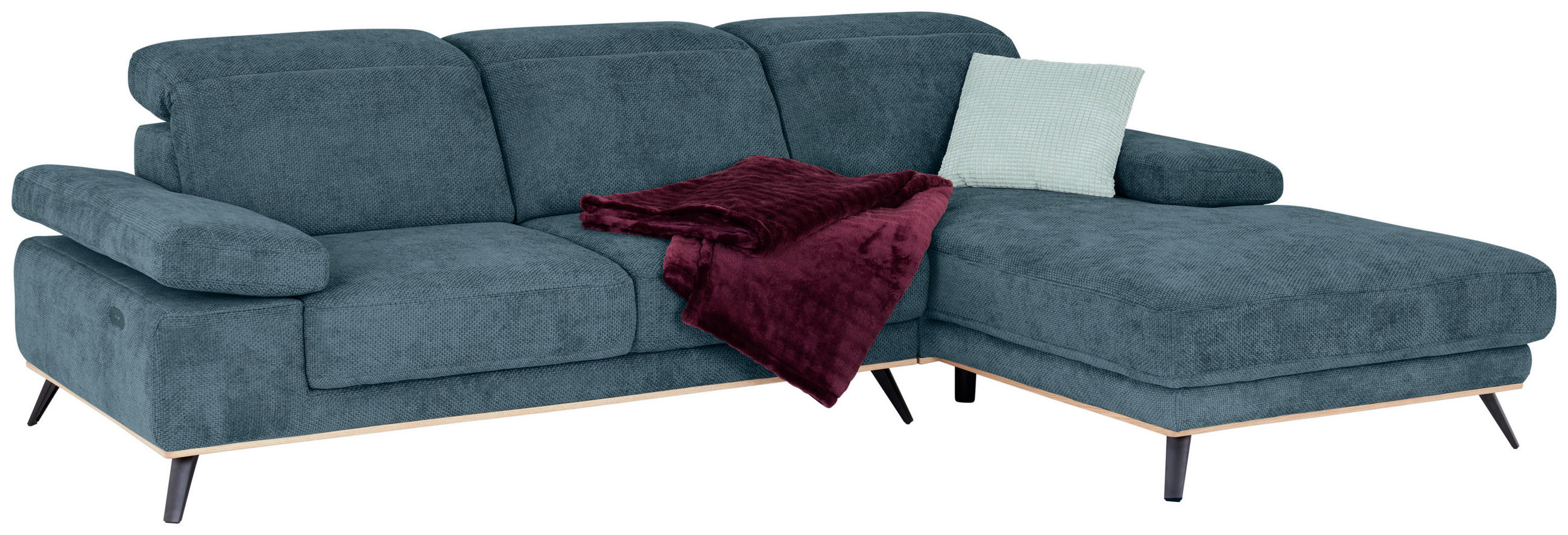 ECKSOFA in Struktur Blau  - Blau/Schwarz, Modern, Textil/Metall (283/194cm) - MID.YOU