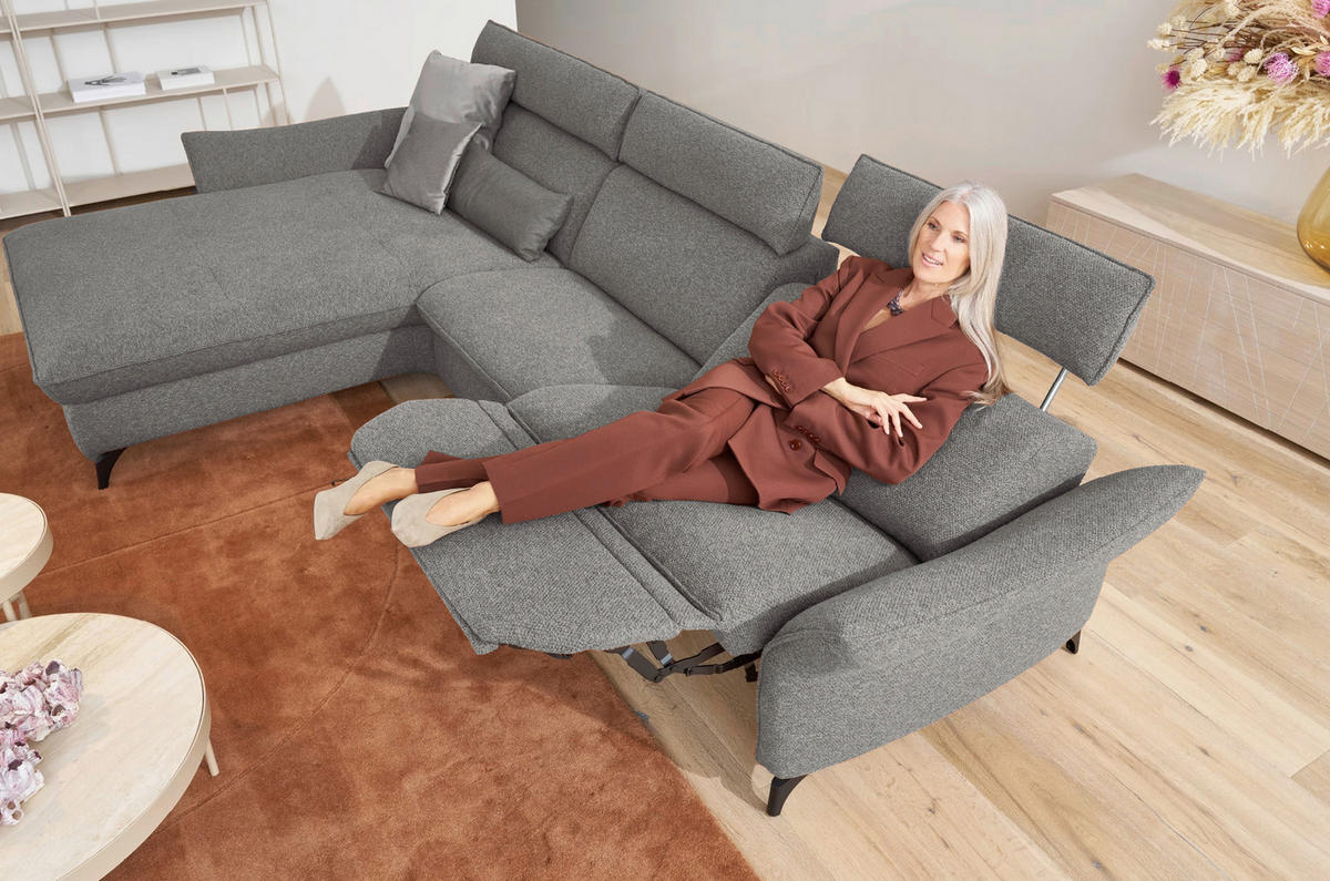 SEDEŽNA GARNITURA, siva  - siva, Design, tekstil (314/200/106cm)