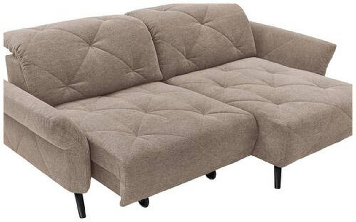ECKSOFA in Webstoff Taupe  - Taupe/Schwarz, Design, Textil/Metall (244/173cm) - Moderano