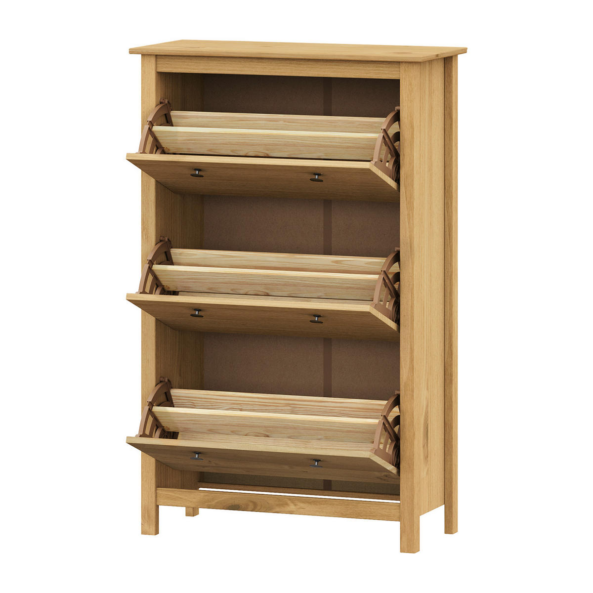 SCHUHSCHRANK Kiefer massiv Naturfarben  - Messingfarben/Naturfarben, Basics, Holz/Metall (72/124/35cm) - Livetastic