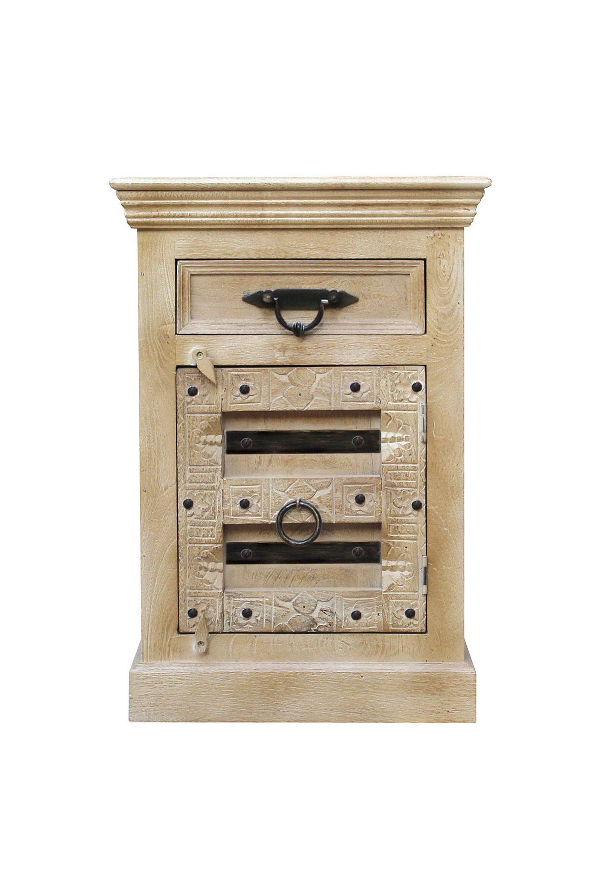 KOMMODE , 50/72/35 cm, 1 Schublade(n)  - Schwarz/Naturfarben, Design, Holz/Metall (50/72/35cm) - MID.YOU