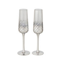 SADA SKLENIC 2 ks - barvy stříbra/průhledné, Basics, sklo (6,5/6,5/25cm)