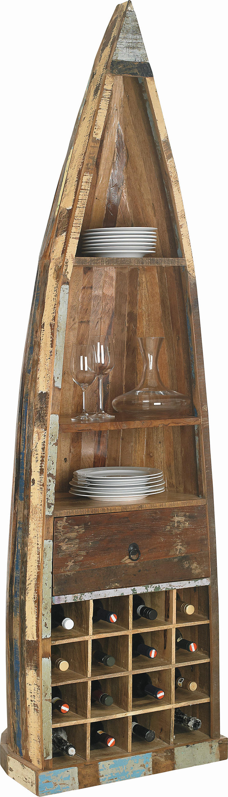 REGÁL V TVARE ČLNA - hnedá, Lifestyle, drevo (58/205/45cm) - Landscape