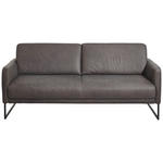 3-SITZER-SOFA in Leder Braun  - Anthrazit/Braun, Design, Leder/Metall (198/86/93cm) - Johann Jakob