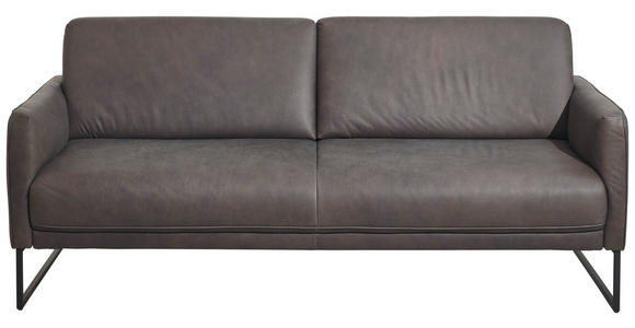 3-SITZER-SOFA in Leder Braun  - Anthrazit/Braun, Design, Leder/Metall (198/86/93cm) - Johann Jakob