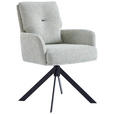 ARMLEHNSTUHL  Stoffauswahl, Typenauswahl, Sitzfläche 360° drehbar, Gestellauswahl, automatische Rückholfunktion Webstoff  - Beige/Schwarz, Design, Textil/Metall (60,5/88/67cm) - Novel