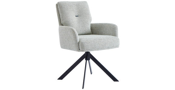 ARMLEHNSTUHL  Stoffauswahl, Typenauswahl, Sitzfläche 360° drehbar, Gestellauswahl, automatische Rückholfunktion Webstoff  - Beige/Schwarz, Design, Textil/Metall (60,5/88/67cm) - Novel