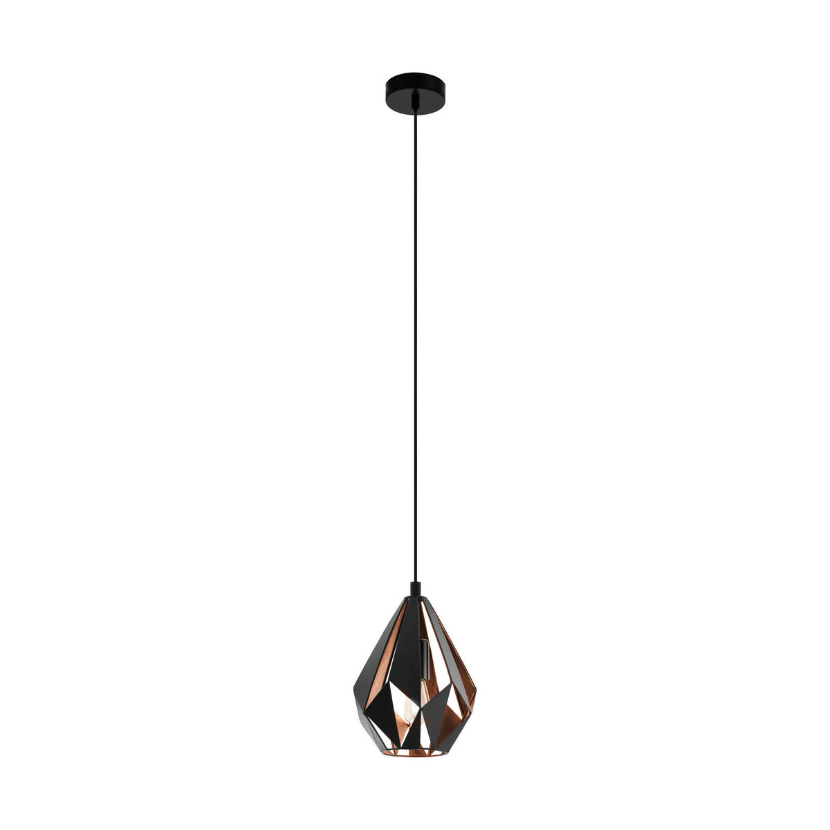 HÄNGLAMPA Carlton 20,5/110 cm  - svart/kopparfärgad, Design, metall (20,5/110cm) - Eglo