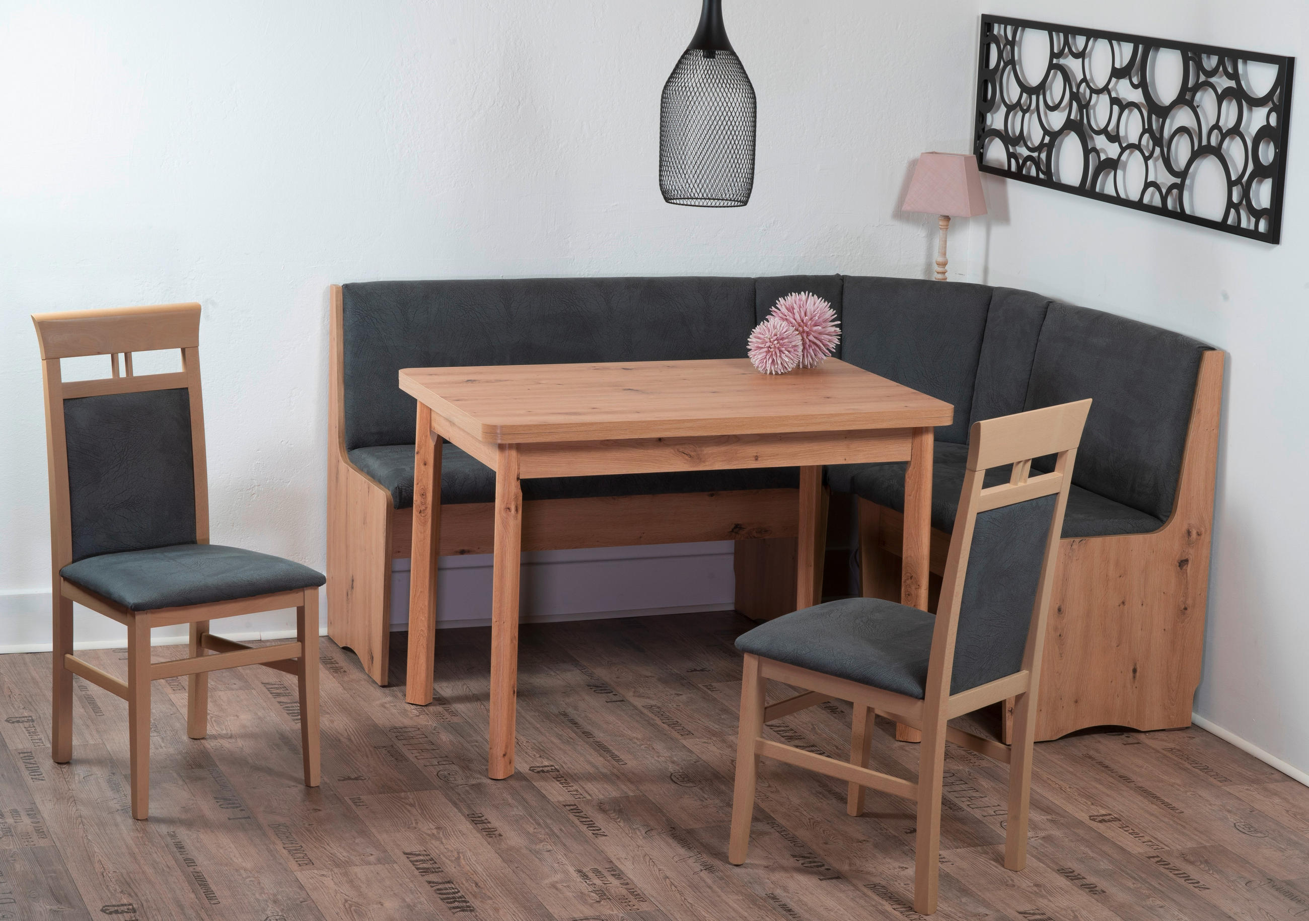 ECKBANKGRUPPE Mikrofaser Eiche Artisan, Grau  - Eiche Artisan/Grau, KONVENTIONELL, Holz/Textil (125/89/165cm) - MID.YOU