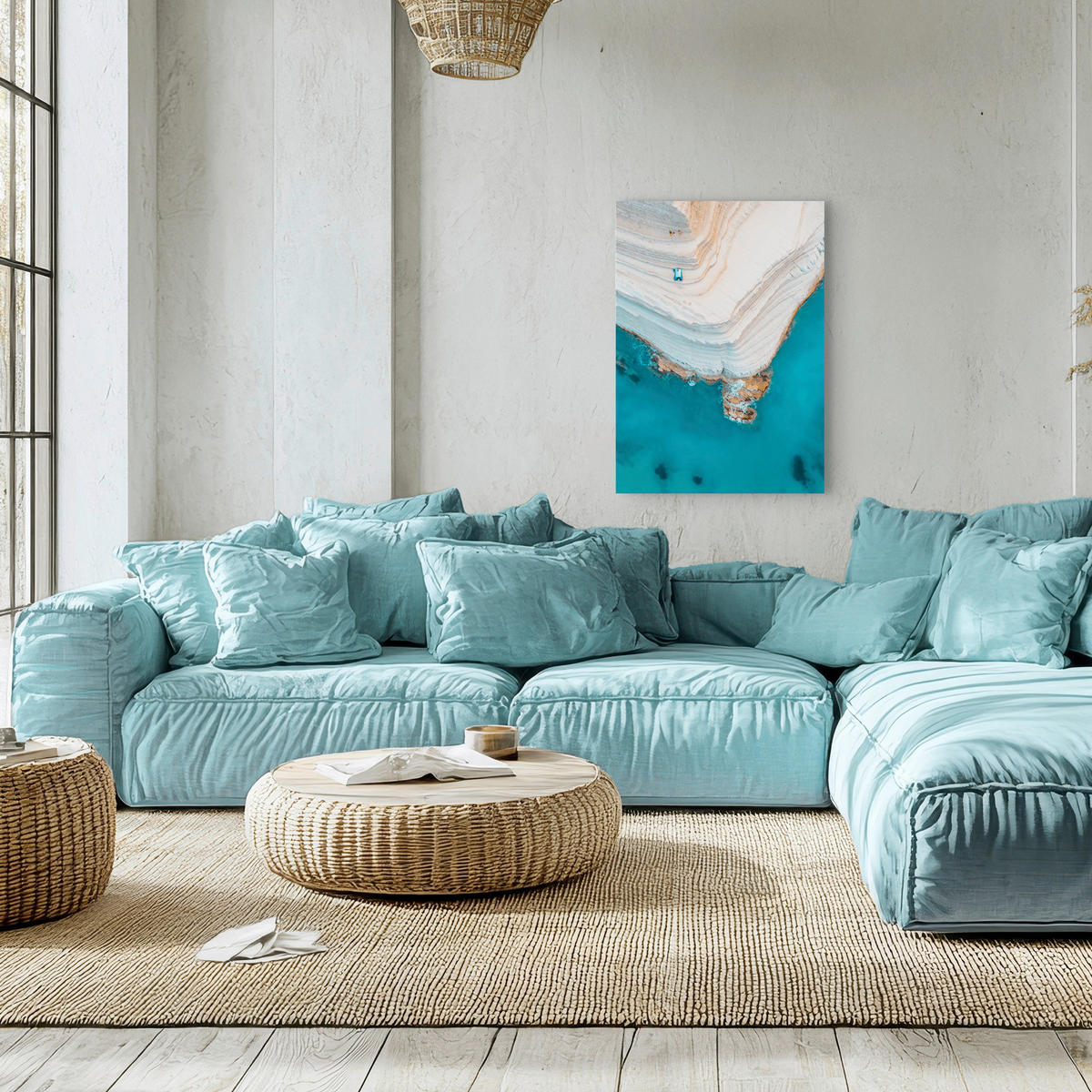 LEINWANDBILD Landschaft & Natur, Abstraktes 60/80 cm  - Blau/Weiß, Basics, Holz/Textil (60/80cm)