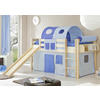 SPIELBETT Absturzsicherung, Leiter, Rutsche, Vorhang 90/200 cm  in Kieferfarben, Hellblau, Dunkelblau  - Dunkelblau/Kieferfarben, Natur, Holz (90/200cm) - MID.YOU