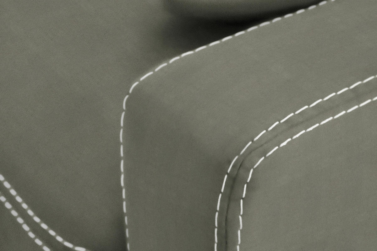 ECKSOFA in Mikrofaser Grau, Grün  - Chromfarben/Beige, Design, Textil/Metall (200/229cm) - Pure Home Lifestyle