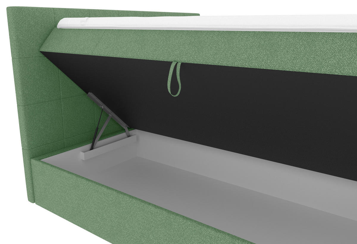 BOXBETT 160/200 cm,  in Grün, Bettkasten, Topper, Matratzen, H3 = fest  - Grün, KONVENTIONELL, Kunststoff/Textil (160/200cm) - Boxxx