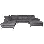 WOHNLANDSCHAFT in Struktur Dunkelgrau  - Dunkelgrau/Schwarz, KONVENTIONELL, Textil/Metall (253/357/188cm) - Carryhome